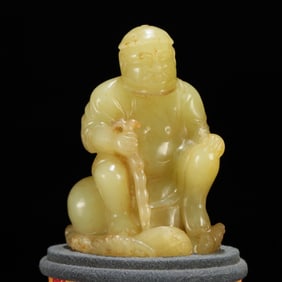 A Rare Hetian Jade Yellow Jade Bodhidharma Ornament