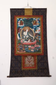 A Rare Thangka Guanyin Painting Canvas