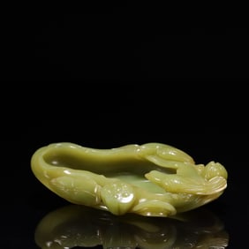 A Rare Hetian Jade Yellow Jade Brush Washer