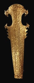 A Rare Old Copper Gilt Chased Guqin (Ancient Chinese Zither)