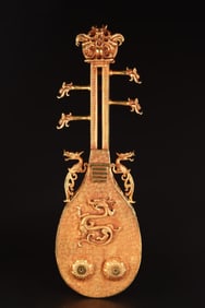 A Rare Gilt Bronze Dragon Pattern Pipa