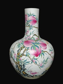 A Rare Famille Rose Gilt Bat and Peach Pattern Vase
