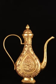A Rare Copper Gilt Beadwork Dragon Pot