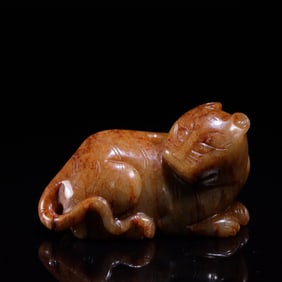 A Rare Hetian Jade Tiger Ornament
