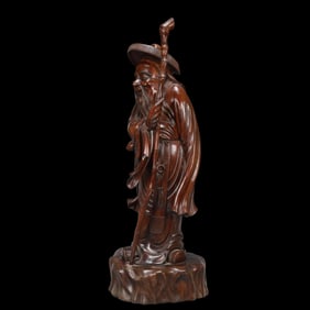 A Rare Dragon Eye Wood Fish Figurine
