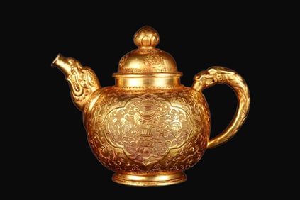 A Rare Copper Gilt Wine Pot