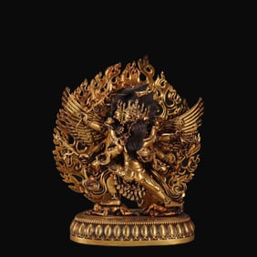 A Rare Bronze Body Gilt Hayagriva