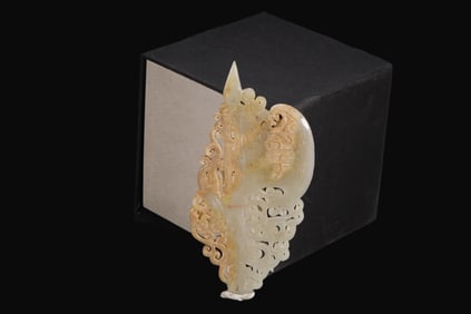 A Rare Hetian Jade with Natural Inclusions Handheld Carving