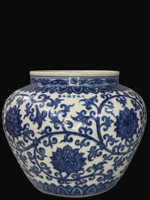 A Rare Blue and White Lotus Pattern Jar