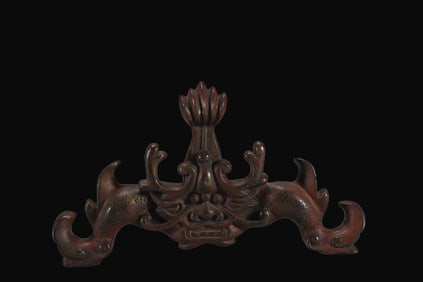 A Rare Bronze Body Fish-Dragon Shape Brush Rest