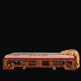 A Rare Famille-Rose Outline in gold Landscape Pattern End Table