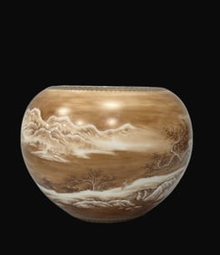 A Rare Snowscape and Landscape and Figures Pattern Brush Washer