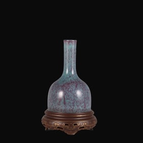 A Rare Lu Jun Glaze with Stand Ancient Bronze Glaze Vase