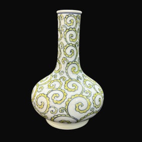 A Rare Yellow Enamel scroll pattern Vase