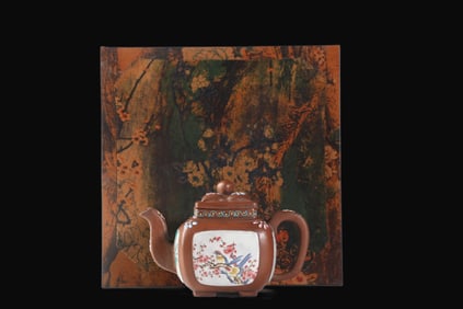 Flower and Bird Pattern Purple Sands Teapot