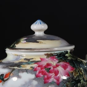 A Rare Enamel Flower and Bird Pattern Ewer