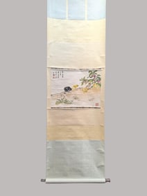 A Chinese Vertical Scroll Ink Painting of Flower and Bird on Paper