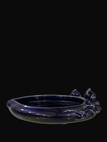 A Rare Eggplant purple Glaze Peach-shaped Brush Washer