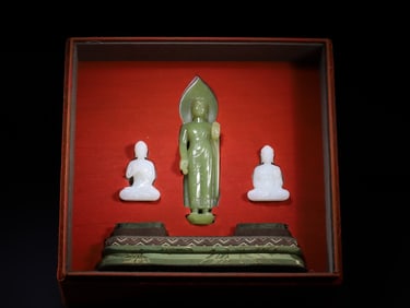 A Set of Exquisite Hetian Jade Buddha Ornament