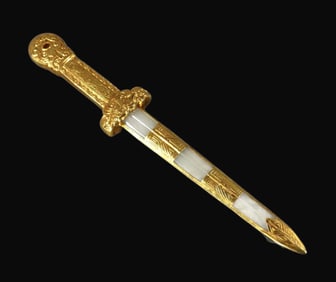 A Rare Hetian Jade Gold-Wrapped Sword
