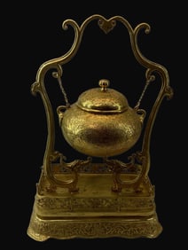 A Rare Red Copper-gilt Hanging Pot