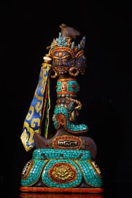 A Rare Copper Base Chasing Inlaid Gemstone Old Ritual Instrument