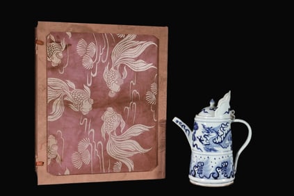 A Rare Blue and White Dragon Pattern Ewer