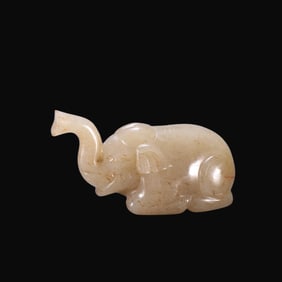 A Rare Hetian Jade Elephant