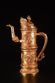 A Rare Gilt Bronze Dragon Pattern Bottle