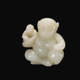 A Rare Hetian Jade Monkey