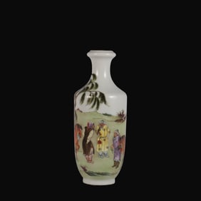 A Rare Famille Rose Gilded Figure Story Pattern Vase