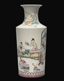 A Rare Famille-Rose Character and Story Pattern Vase