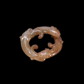 A Rare Hetian Jade Chi Dragon Pattern Jade Bi