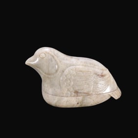 A Rare Hetian Jade Quail Cover Box