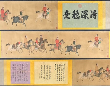 A Rare Painting of Figure and Horse on Silk