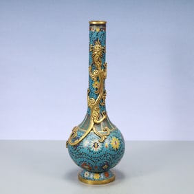 A Exquisite Cloisonne Lotus Pattern Dragon Pattern Vase