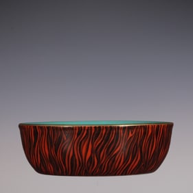 An Exquisite Imitation Wood Grain Glazed Painted Gold Brush Washer