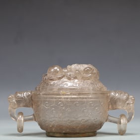 A Exquisite Crystal Lion Pattern Double-Ears Cup