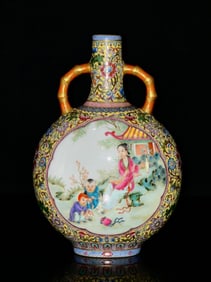 An Exquisite Famille-Rose Iron-Red Painted Gold Lotus Pattern Character and Story Pattern