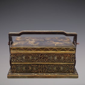 A Exquisite Black Lacquer Landscape Pattern Box