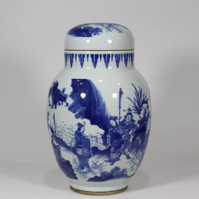 An Exquisite Blue and White Character and Story Pattern Jar