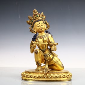 A Exquisite Gilt Bronze Statue of Avalokitesvara