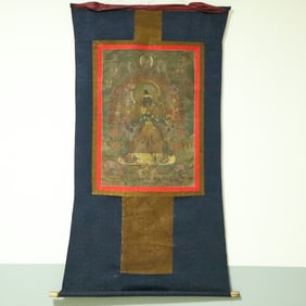 An Exquisite Brocade Painted Color Statue of Vajra Tangka