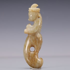 A Exquisite Archaic Jade 'Boar& Dragon' Ornament Hong Shan Culture