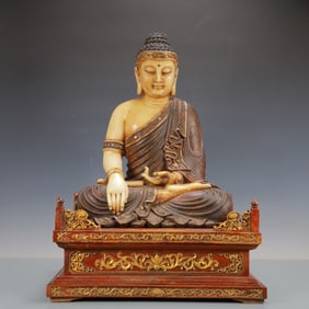 A Exquisite Shoushan Stone Statue of Sakyamuni Ornament