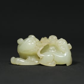 An Exquisite White Jade Auspicious Beast Ornament