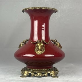 An Exquisite Iron-Red Inlaid Bronze Vase