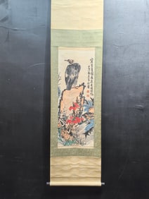 A Chinese Vertical Scroll Ink Painting of Flower and Bird on Paper