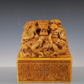 A Exquisite Shoushan Stone Auspicious Beast Seal