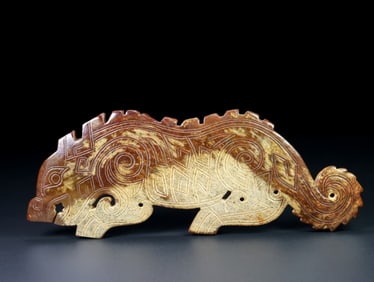 An Exquisite Archaic Jade Tiger Ornament